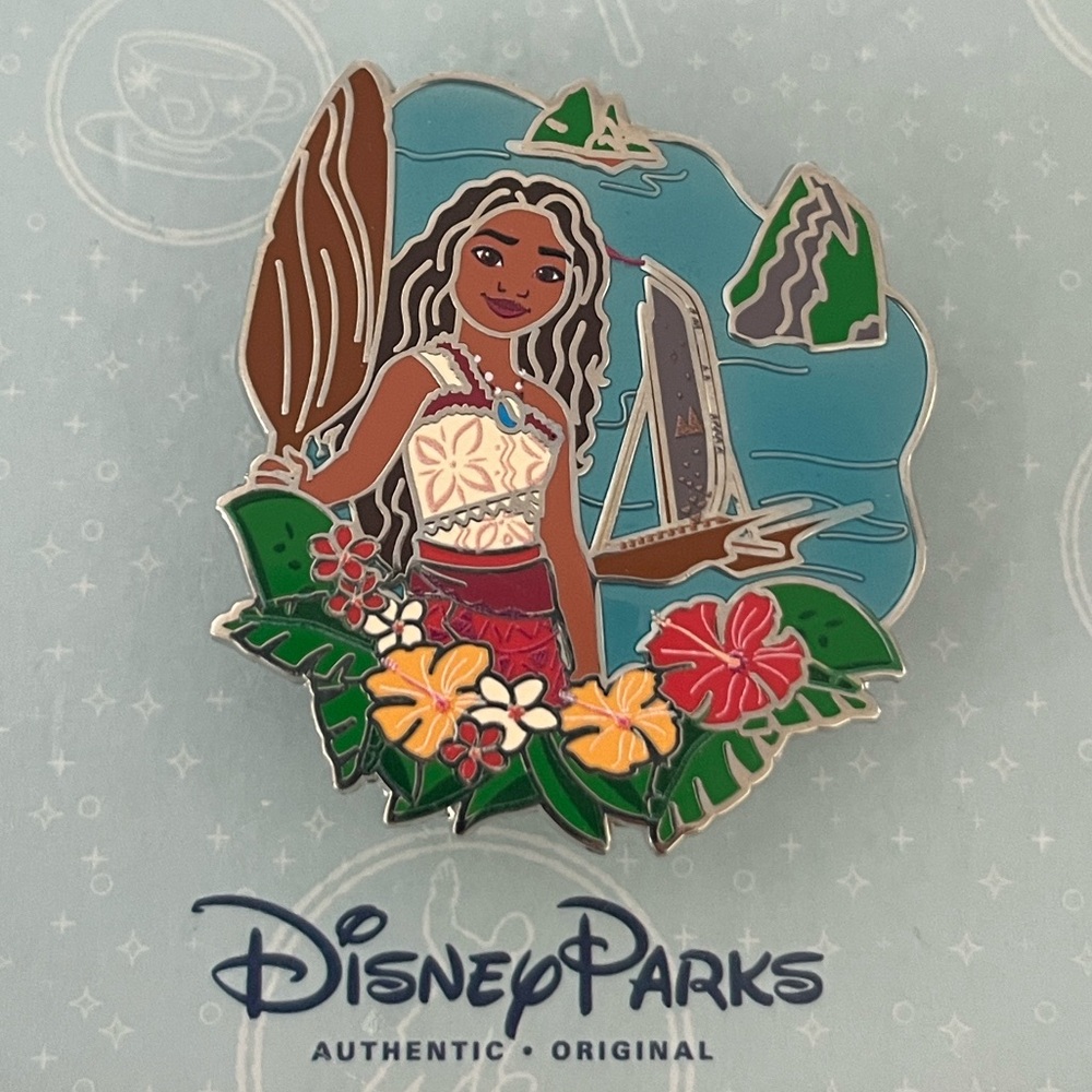 Disney Parks Princess Moana Boat Flowers Pin
